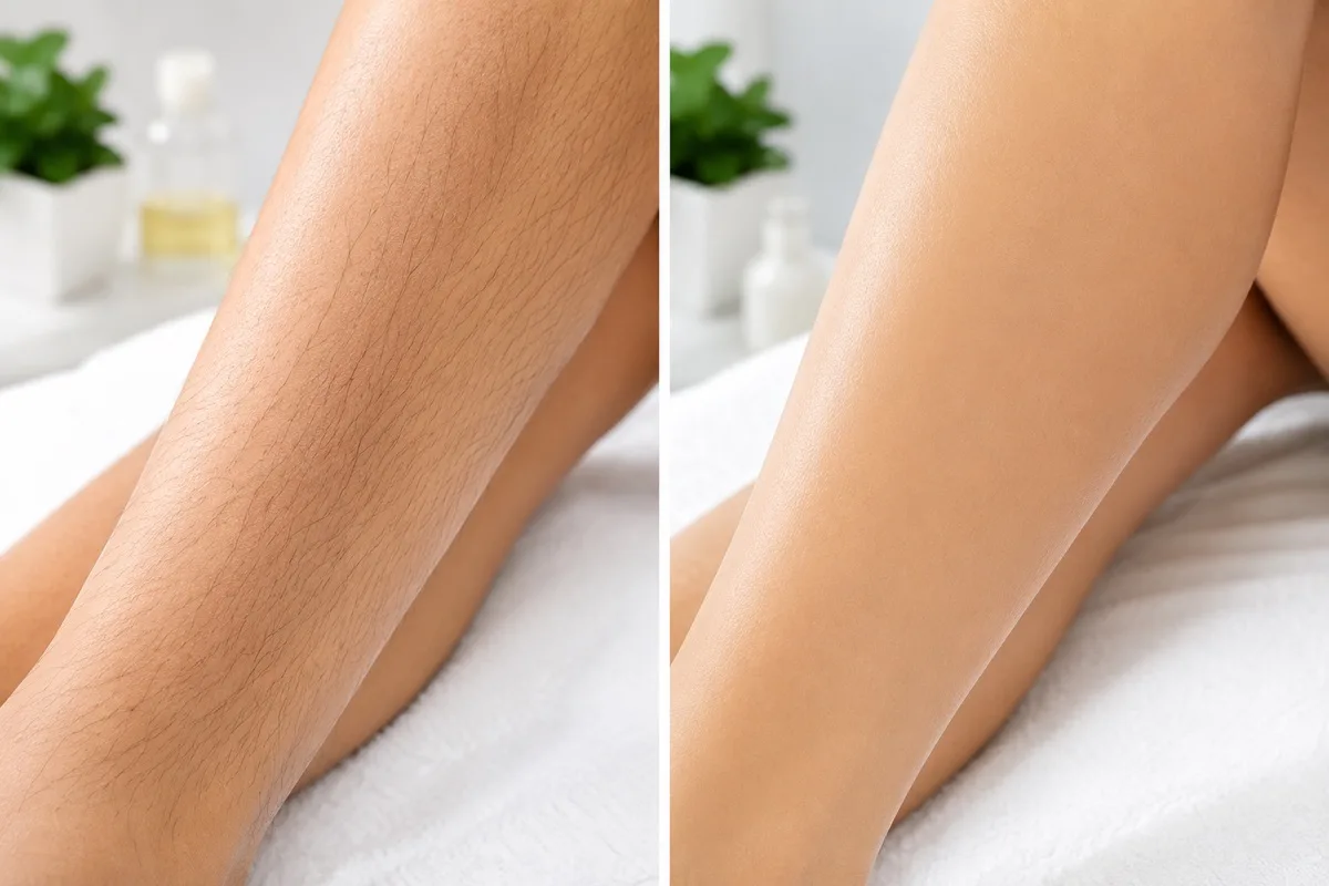 Waxing before after legs Irvine CA
