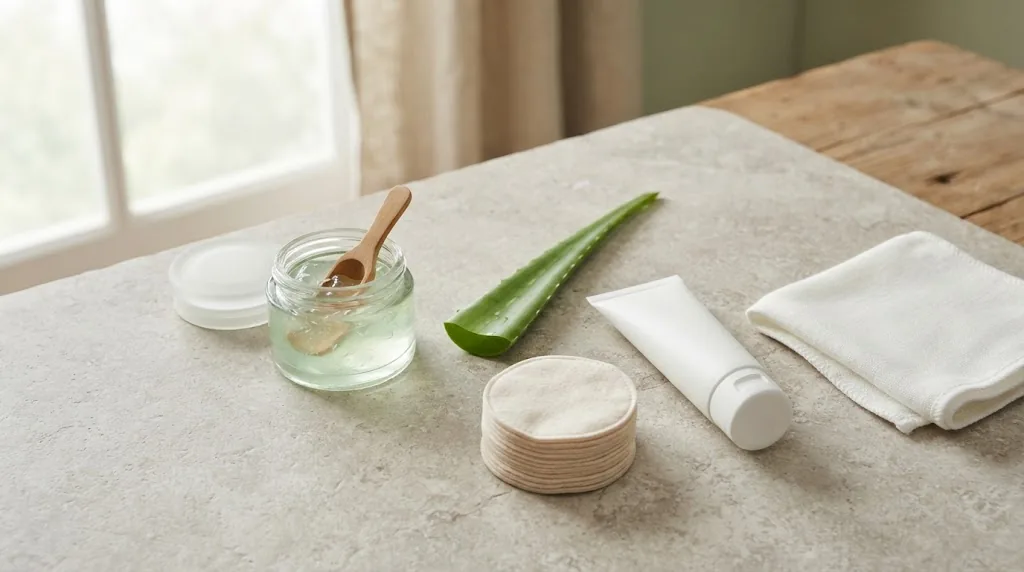 Aloe vera gel and cotton pads for electrolysis aftercare Irvine CA