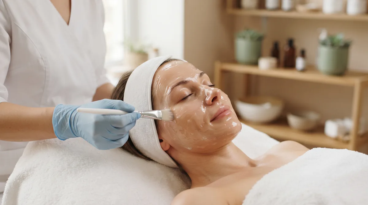 Hydrating gel mask applied during a facial for dry skin in Irvine CA