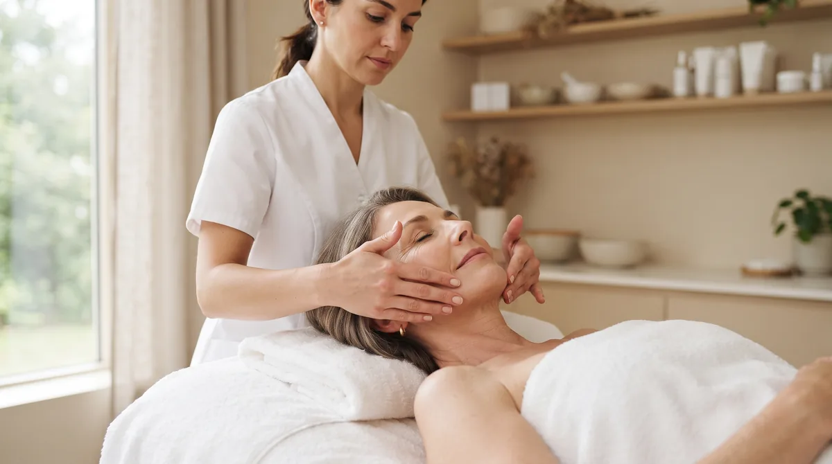 Lifting facial massage for mature skin by an esthetician in Irvine CA